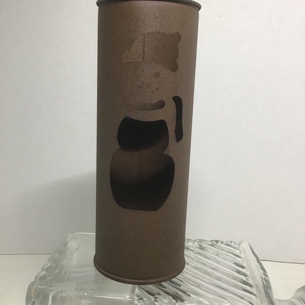 Ewe’s View Brown Snowman Rustic Metal Luminary